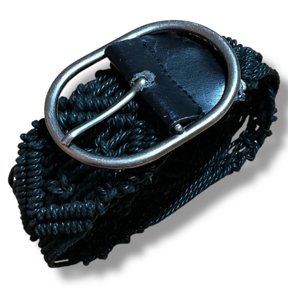 UNBRANDED Black Boho Crochet Belt Sz L - Picture 1 of 5